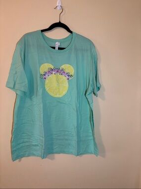 Disney Violet Lemonade Mint Green Short Sleeve Tee w: Lemon Mickey Floral